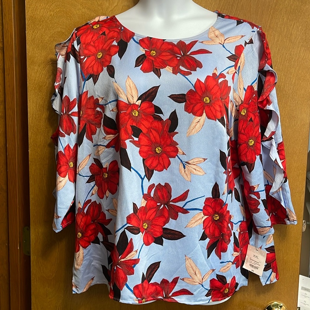 Liz Claiborne Top Blouse Floral 🌺 XXL NWT